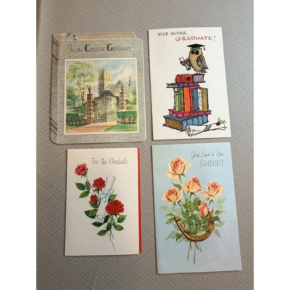 Vintage 1965 Used Graduation Greeting Cards Lot of 4 Hallmark Norcross American
